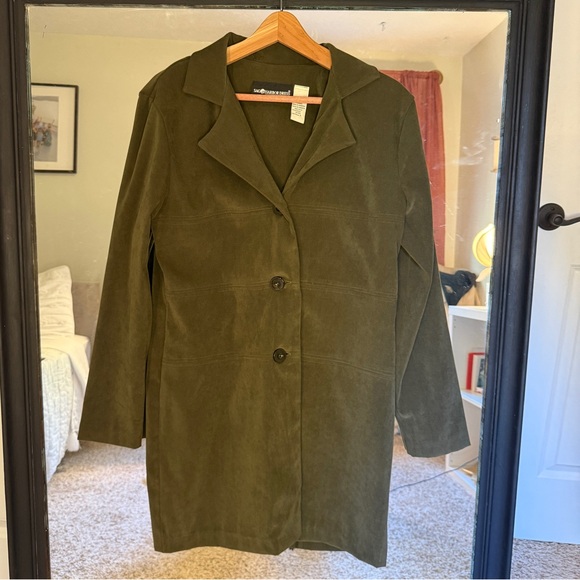 Sag Harbor Jackets & Blazers - Vintage Sag Harbor Green Faux Suede Jacket